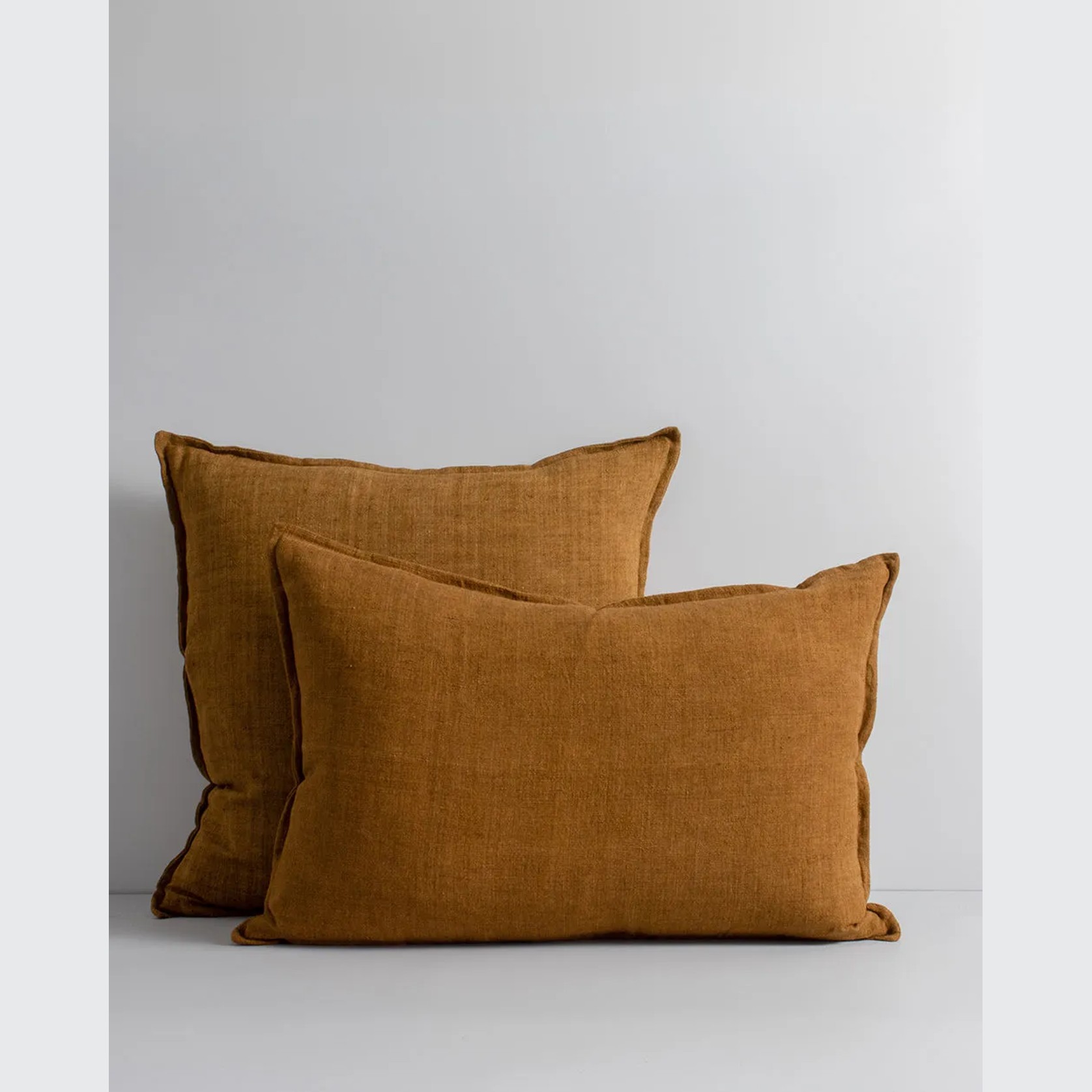 Cassia Handwoven 100% Linen Cushion - Tobacco | Square gallery detail image