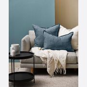 Baya Cassia Handwoven 100% Linen Cushion - Cloudburst | Square gallery detail image
