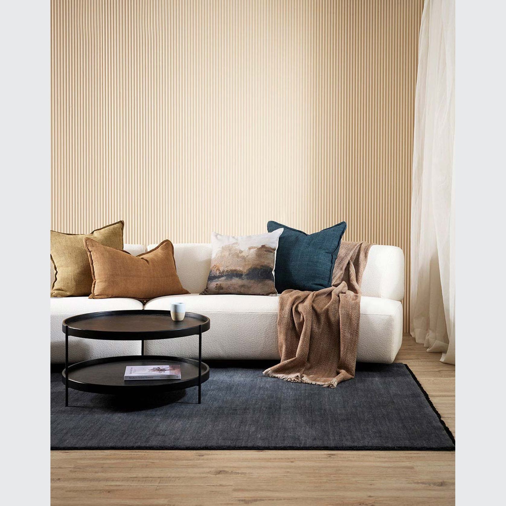 Baya Cassia Handwoven 100% Linen Cushion - Cloudburst | Square gallery detail image