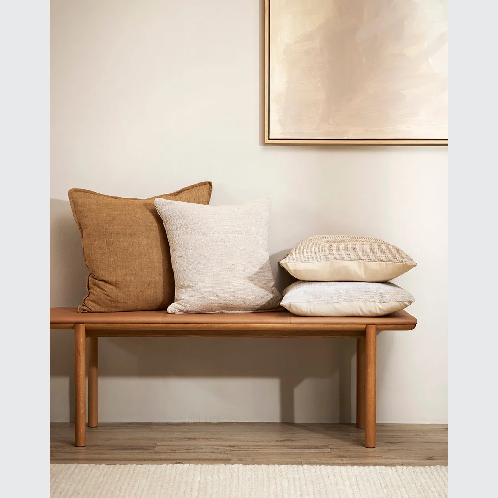 Baya Cassia Handwoven 100% Linen Cushion - Cumin | Square gallery detail image