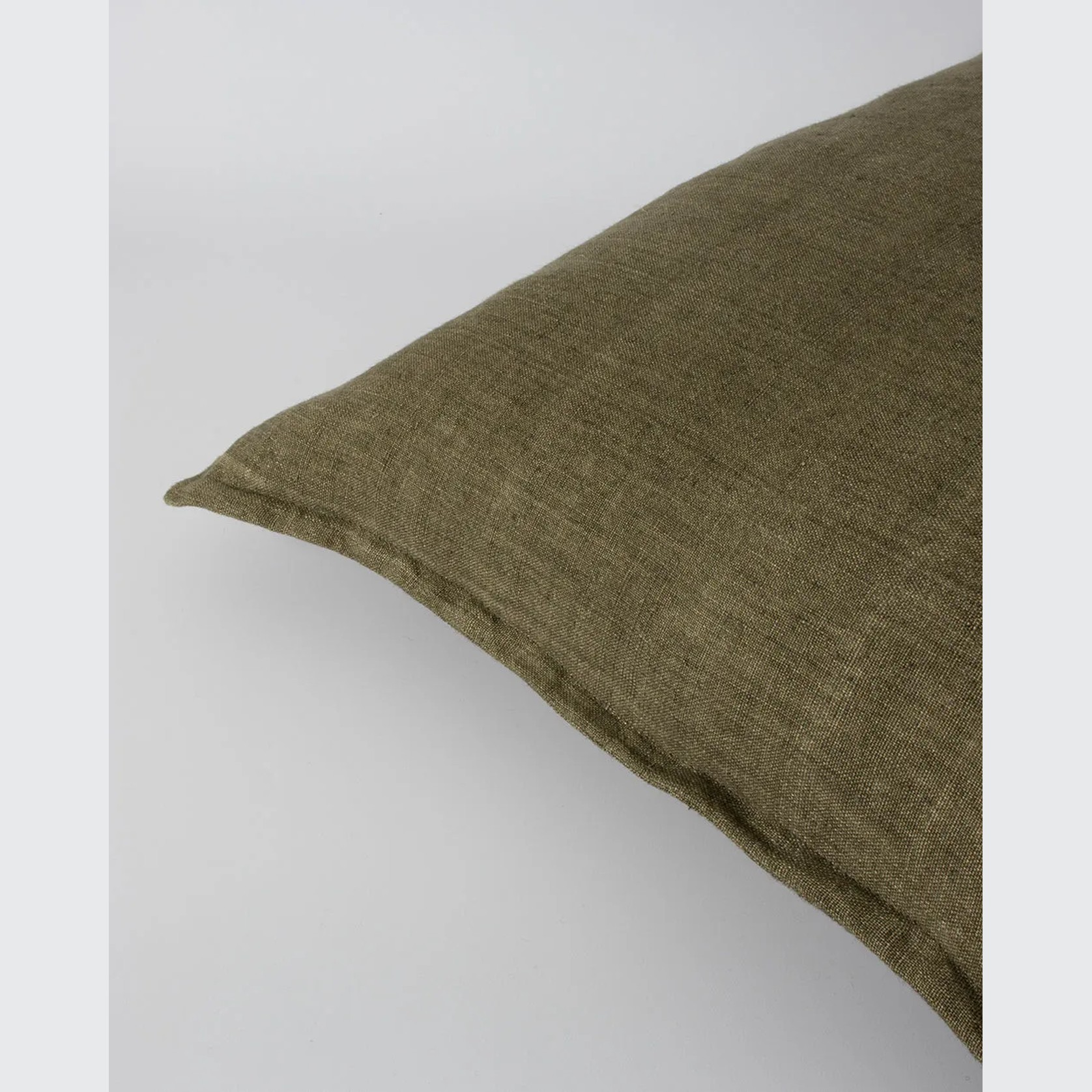 Baya Cassia Handwoven 100% Linen Cushion - Military | Square gallery detail image