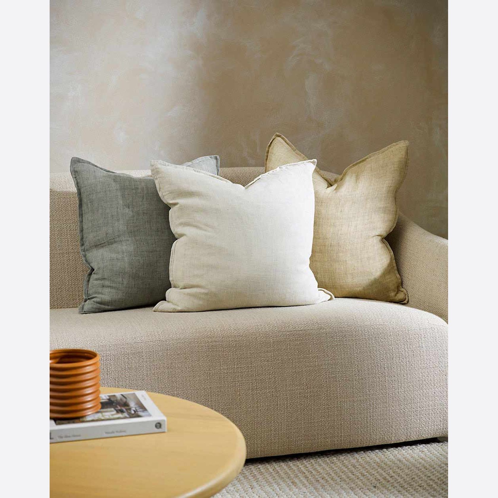 Baya Cassia Handwoven 100% Linen Cushion - Sage | Square gallery detail image