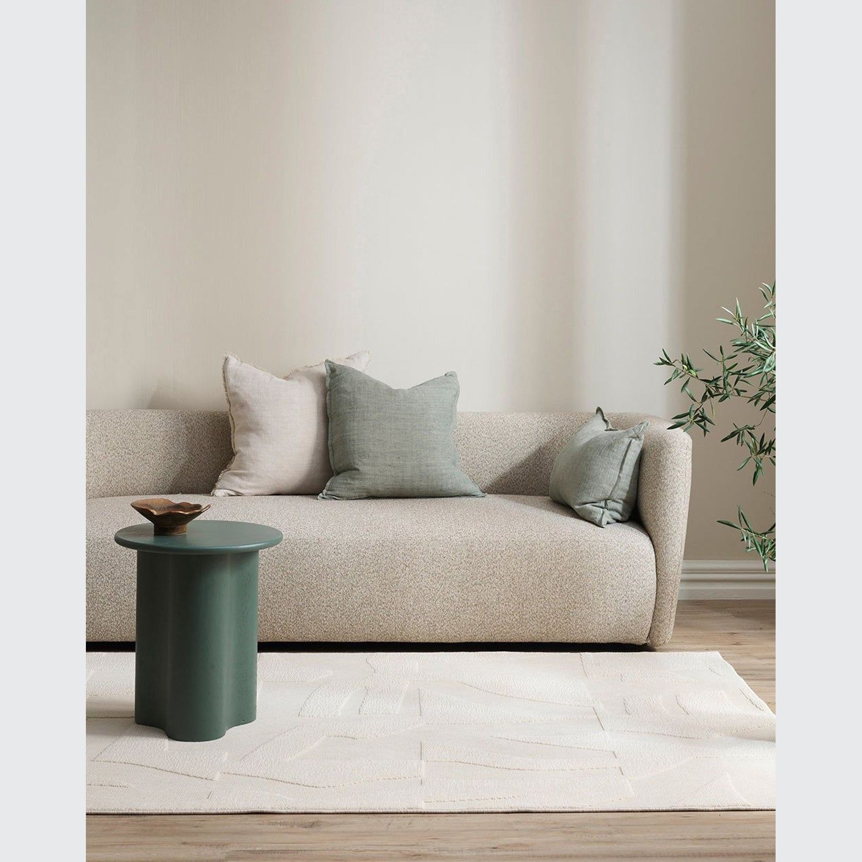 Baya Cassia Handwoven 100% Linen Cushion - Sage | Square gallery detail image