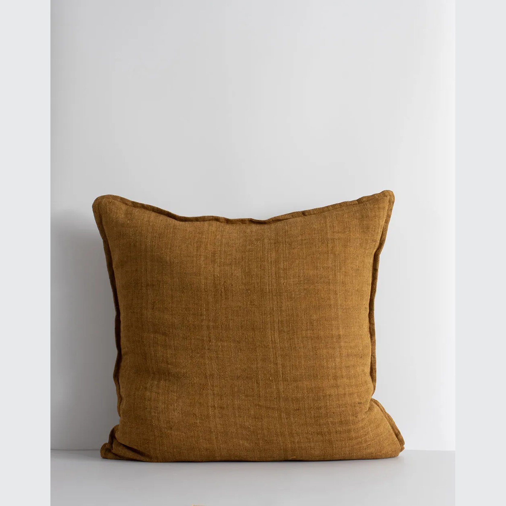 Cassia Handwoven 100% Linen Cushion - Tobacco | Square gallery detail image