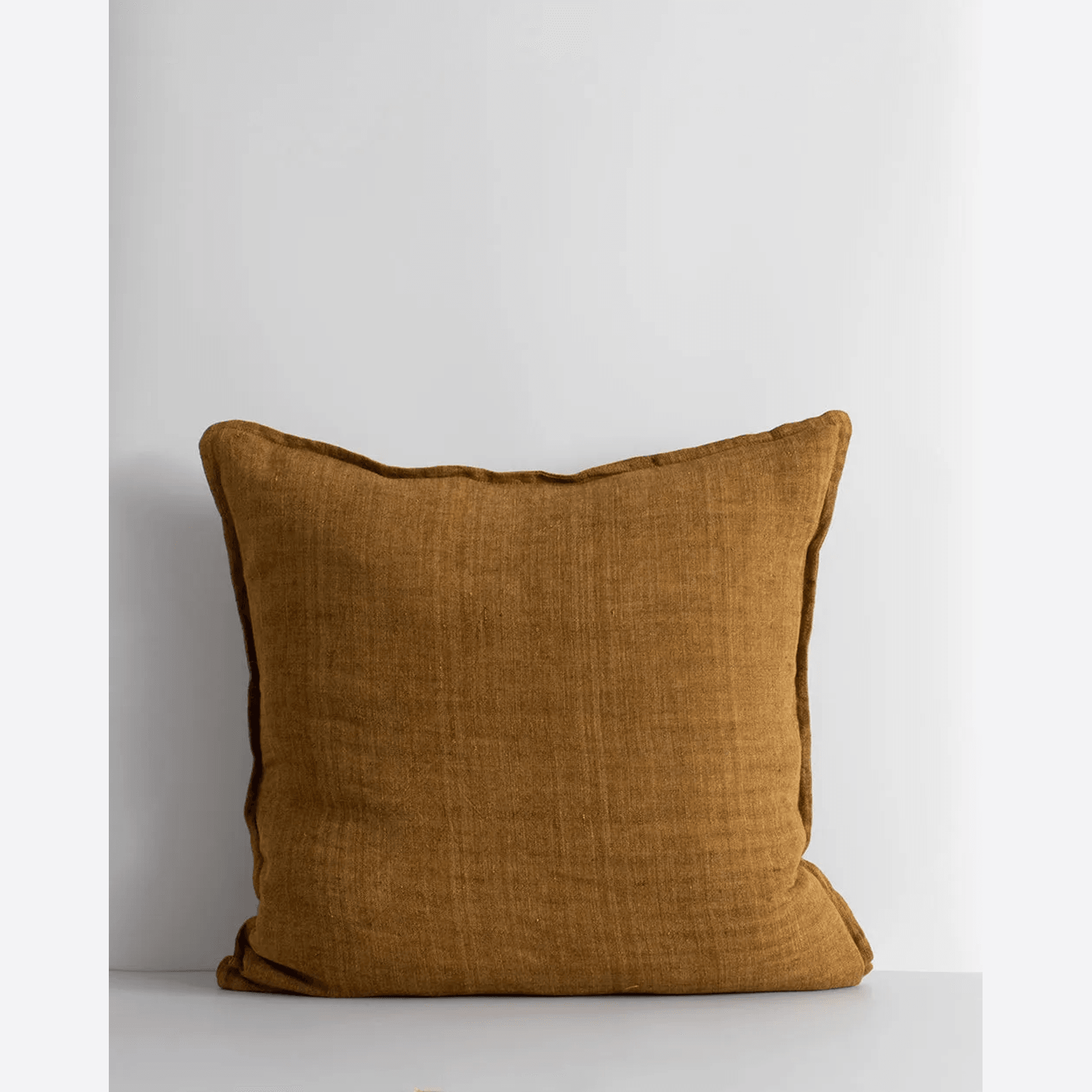 Cassia Handwoven 100% Linen Cushion - Tobacco | Square gallery detail image