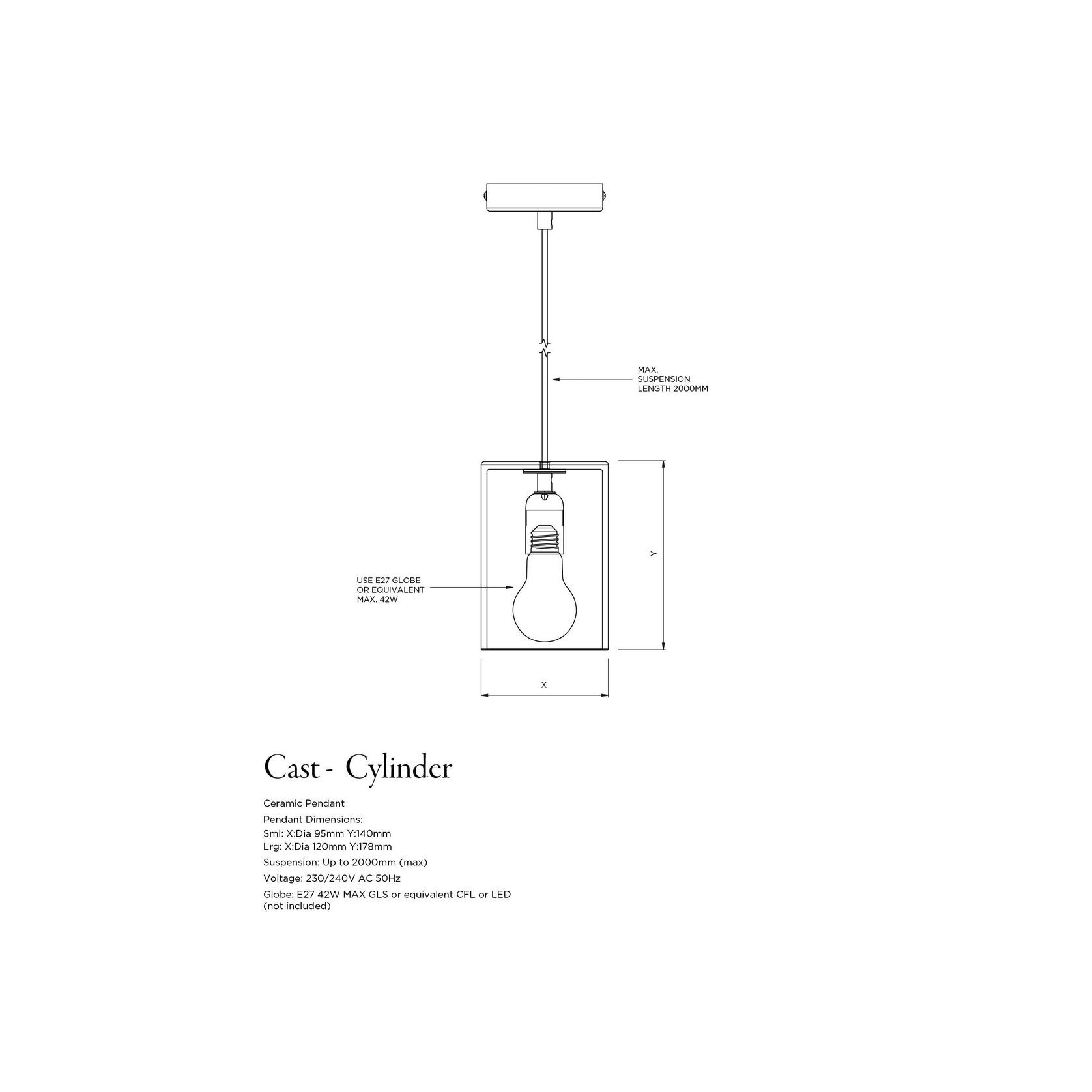 Ceramic Cylinder Pendant Light Small gallery detail image