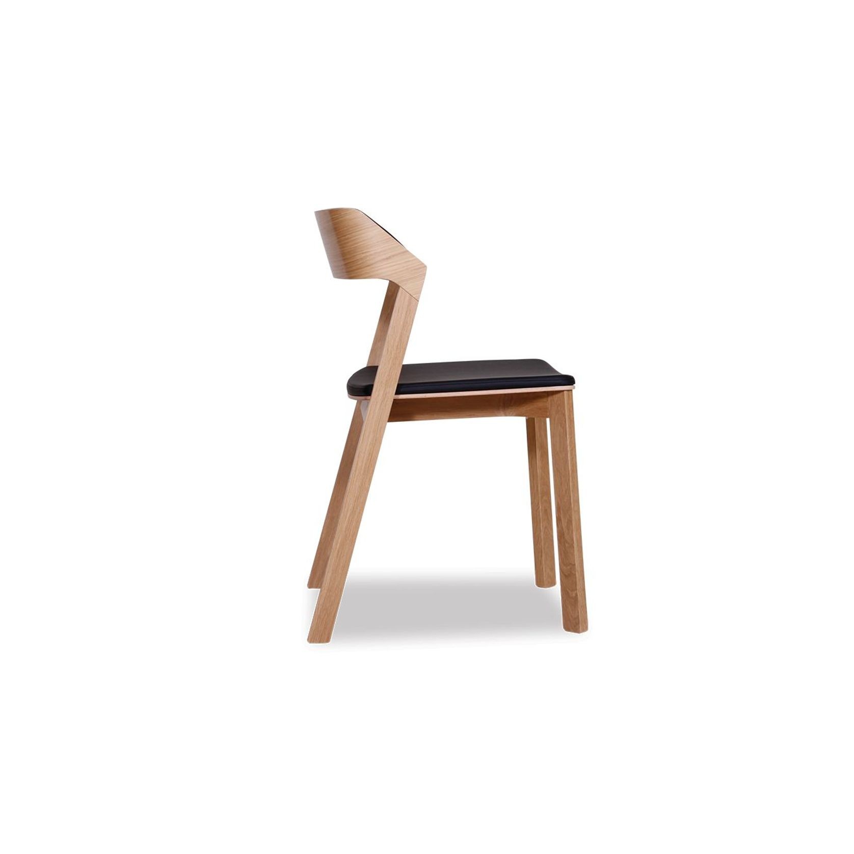 Merano Dining Chair - Natural Oak - Black Pad - by TON gallery detail image