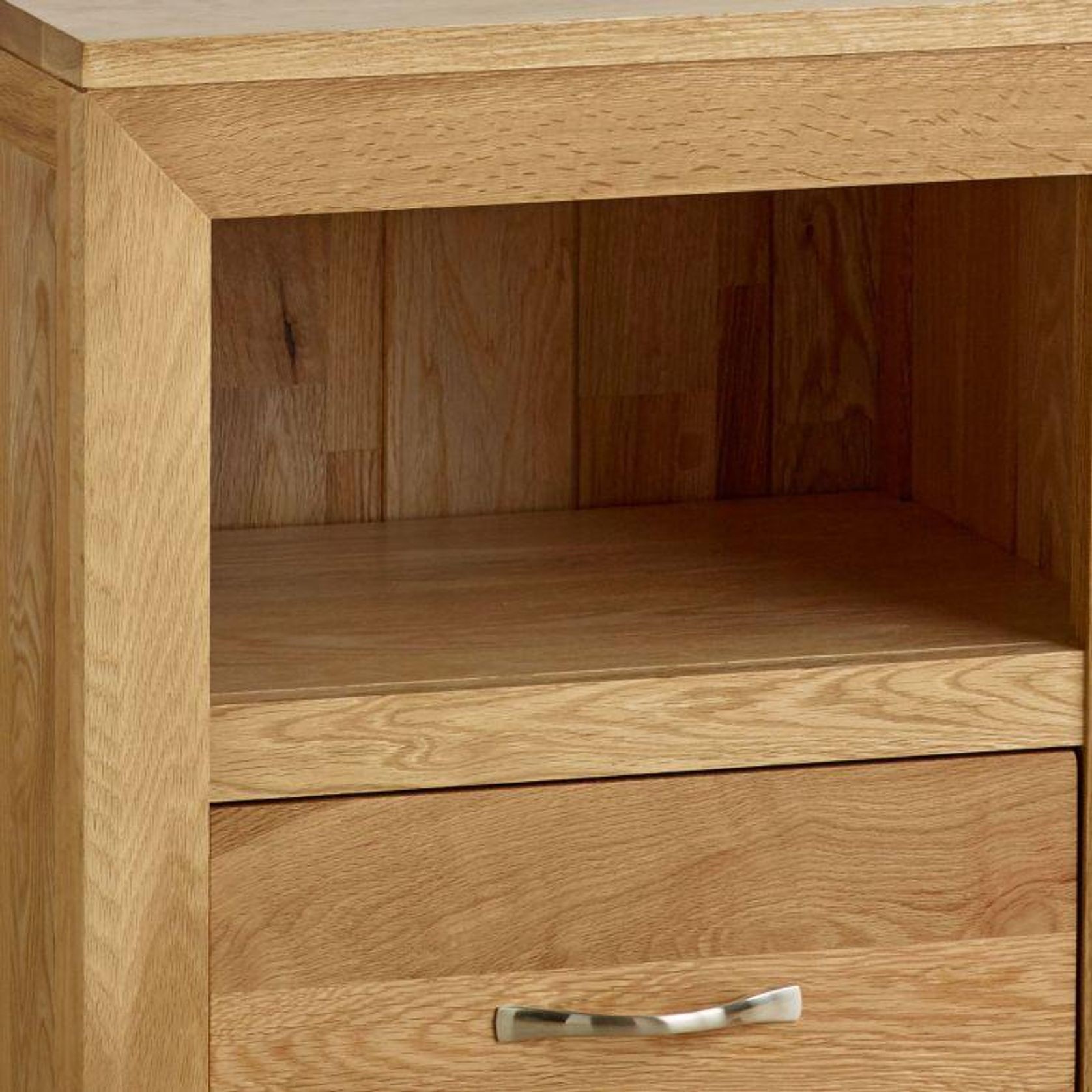 Chamfer Natural Solid Oak 1 Drawer Bedside Table gallery detail image