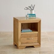 Chamfer Natural Solid Oak 1 Drawer Bedside Table gallery detail image