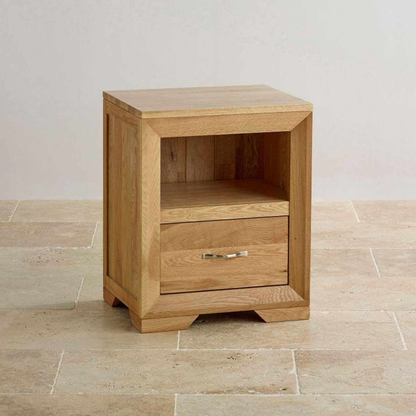 Chamfer Natural Solid Oak 1 Drawer Bedside Table gallery detail image