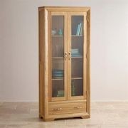 Chamfer Natural Solid Oak Glazed Display/Book Cabinet gallery detail image