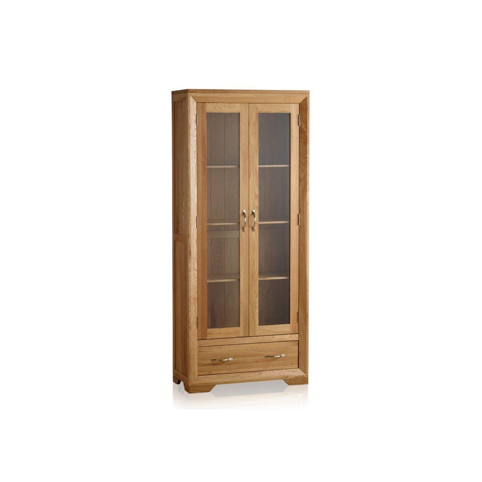 Chamfer Natural Solid Oak Glazed Display/Book Cabinet gallery detail image