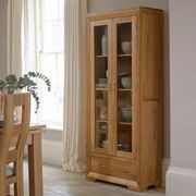 Chamfer Natural Solid Oak Glazed Display/Book Cabinet gallery detail image