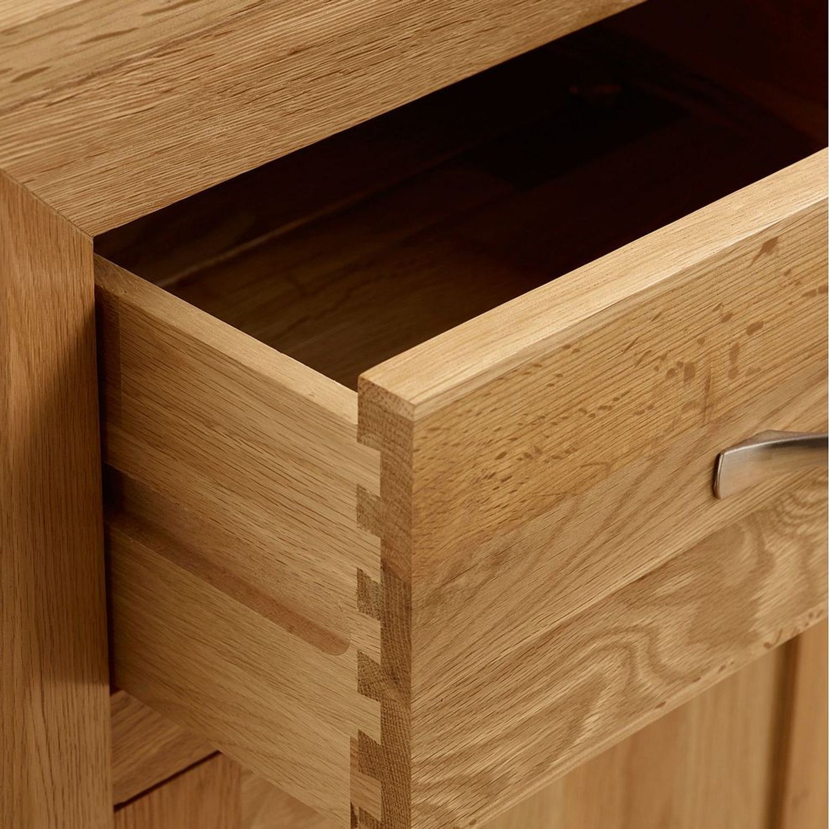 Chamfer Natural Solid Oak Small Sideboard With Hutch Dresser gallery detail image