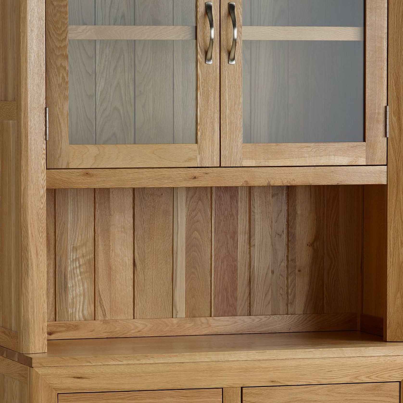 Chamfer Natural Solid Oak Small Sideboard With Hutch Dresser gallery detail image