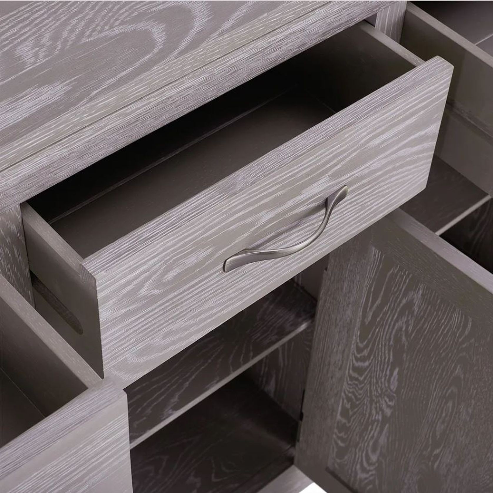 Chamfer Solid Oak Large Sideboard In Grey Wash gallery detail image