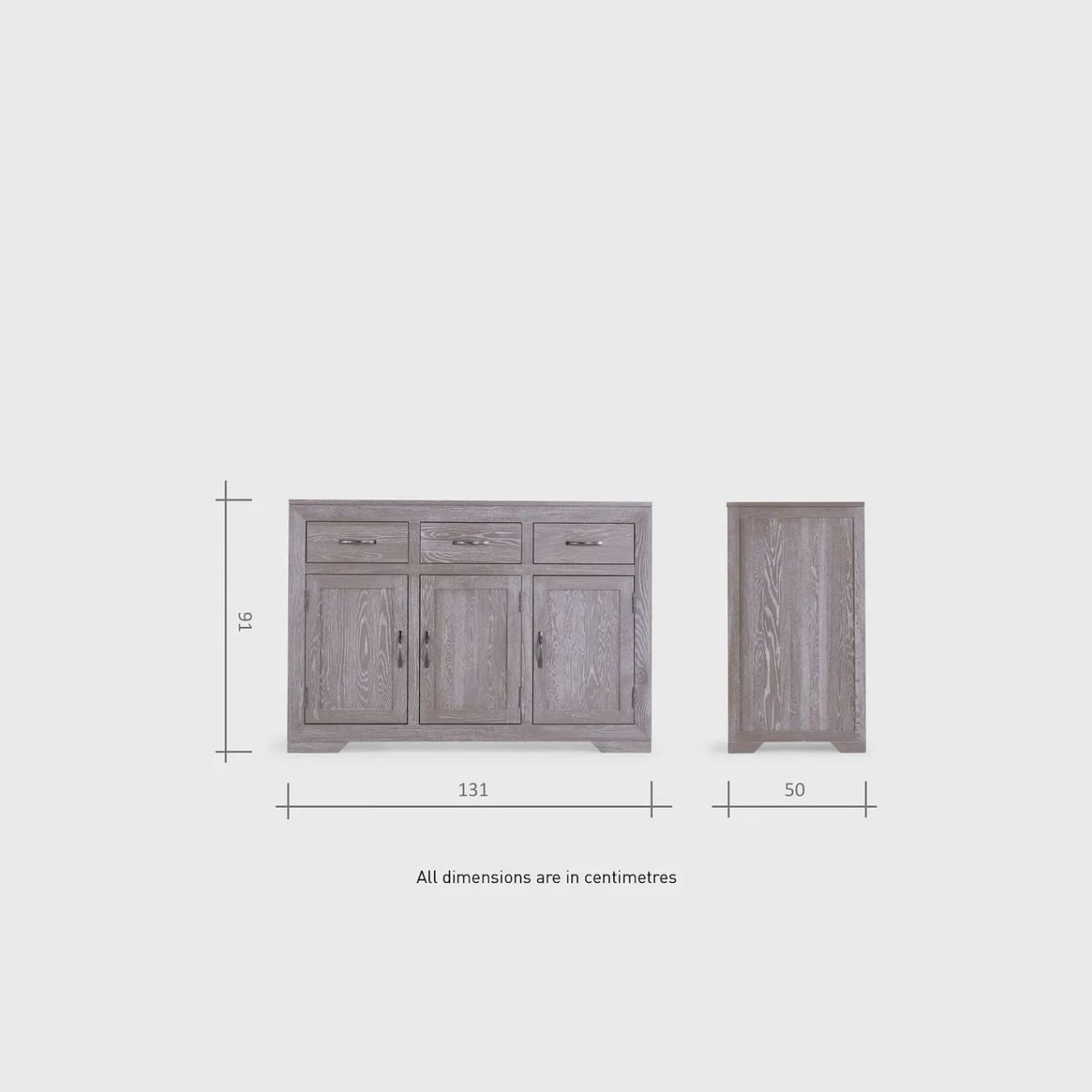 Chamfer Solid Oak Large Sideboard In Grey Wash gallery detail image