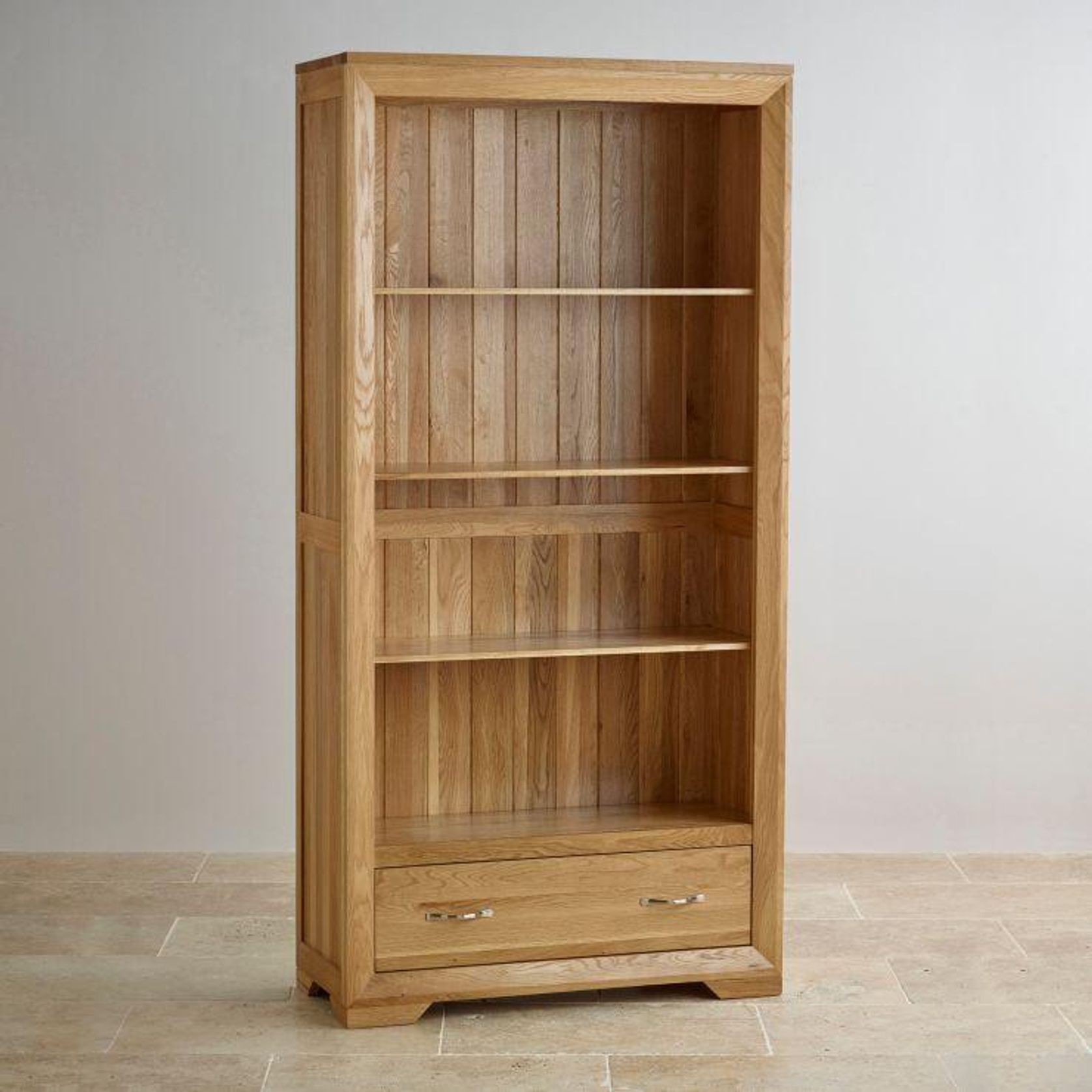 Chamfer Natural Solid Oak Large Bookcase gallery detail image