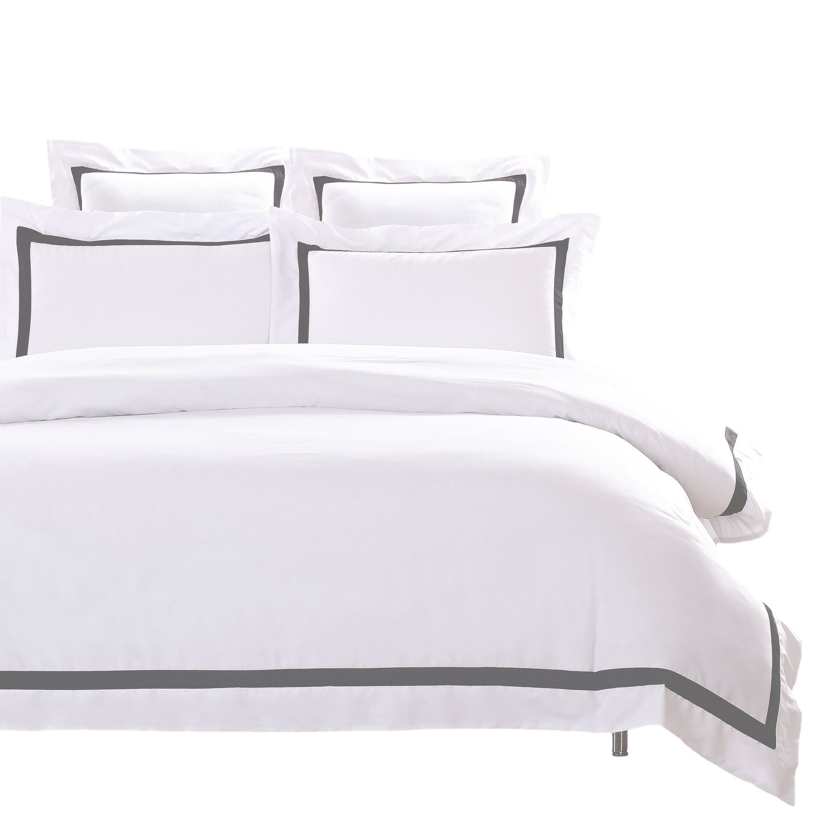 Ava Collection | White Quilt Cover Set - Charcoal Trim gallery detail image