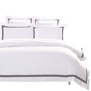 Ava Collection | White Quilt Cover Set - Charcoal Trim gallery detail image