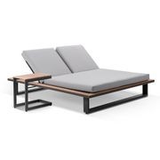 Balmoral Charcoal Grey Double Sunlounge & Square Table gallery detail image