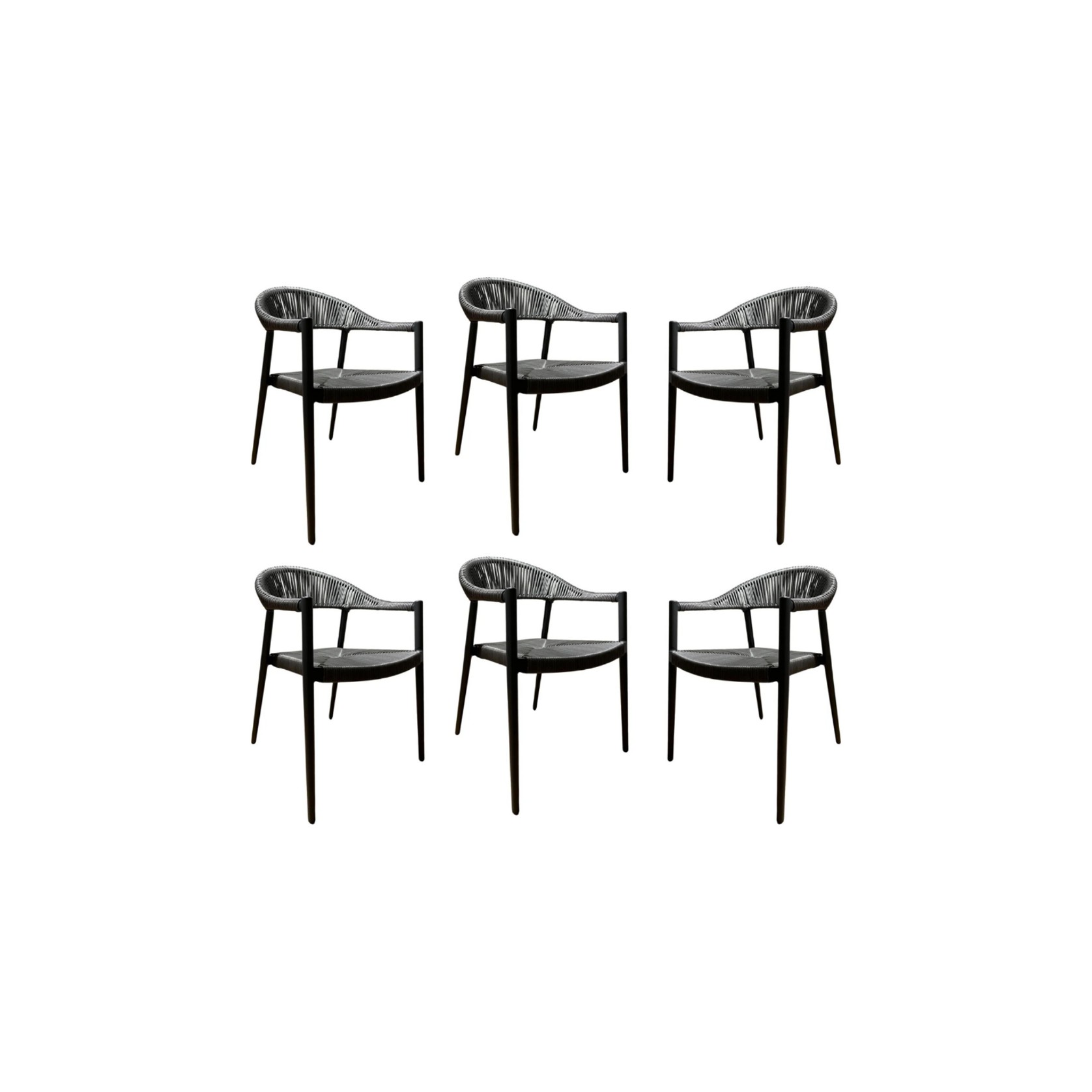 Set of 6 - Serena Outdoor Dining Chair - Charcoal gallery detail image