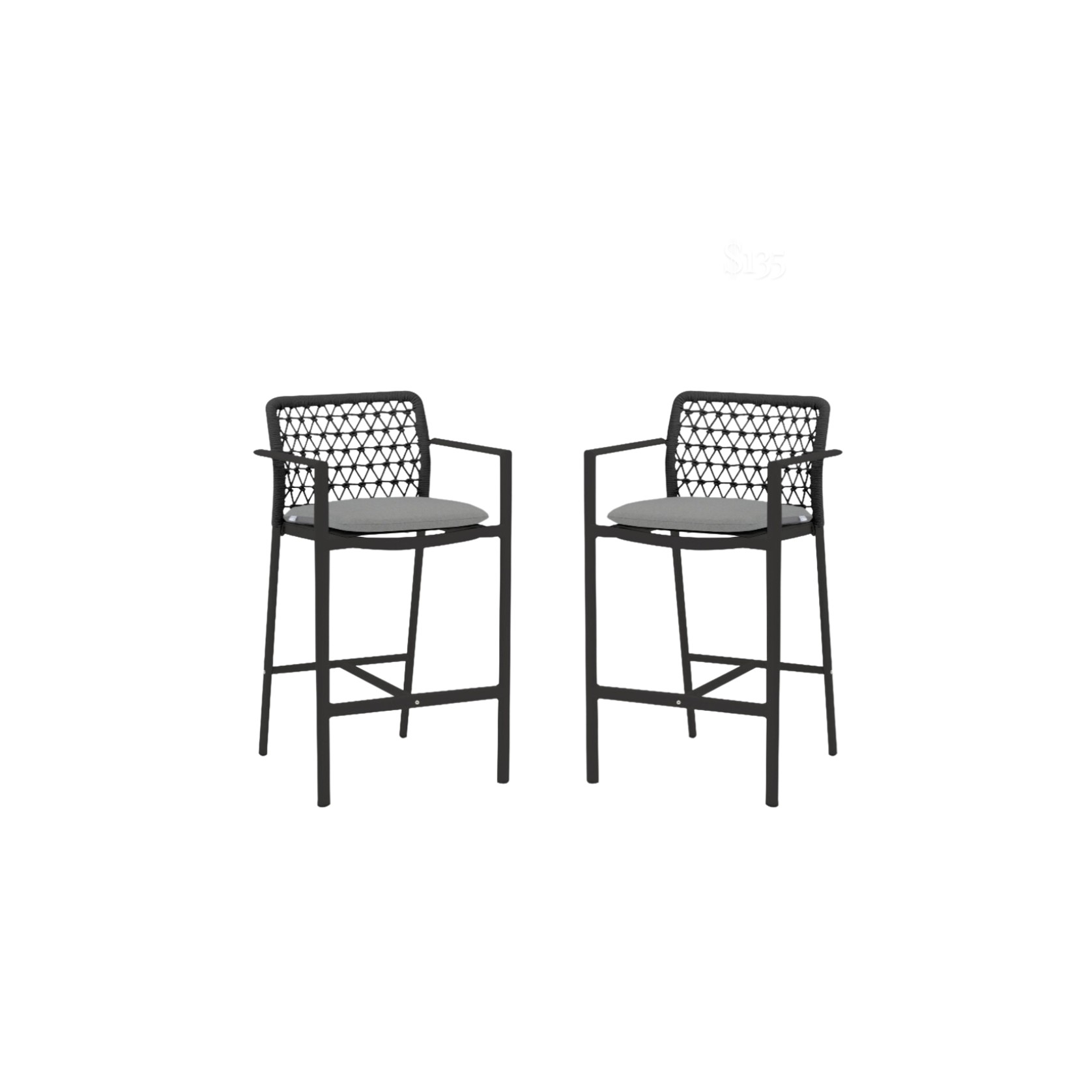 Set of 2 - Verona Outdoor Barstool - Charcoal gallery detail image
