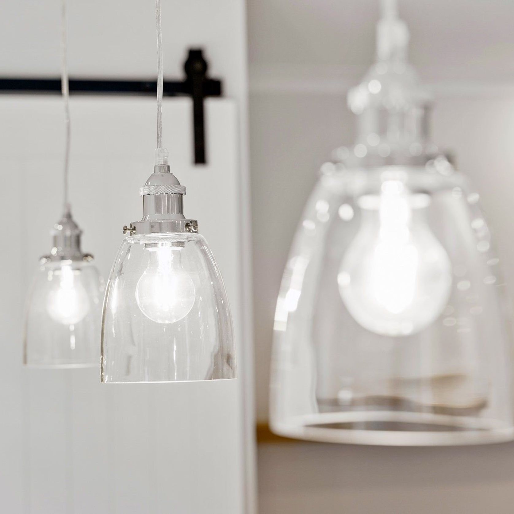 Lucy Glass Pendant Light - Chrome gallery detail image