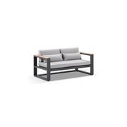 Balmoral 2 Seater Outdoor Aluminium And Teak Lounge gallery detail image
