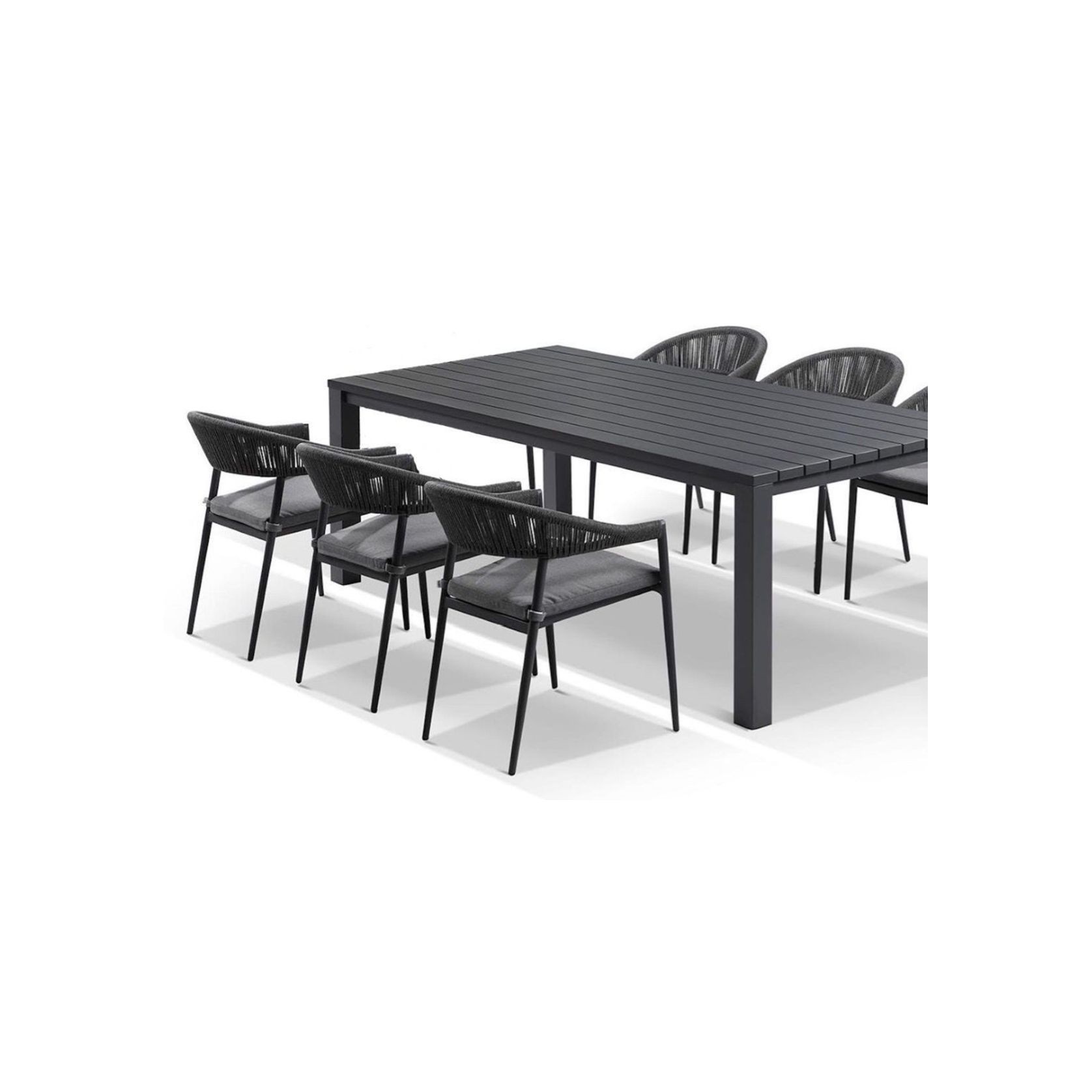 Cove Table 220cm with Cove Chairs 7pc Dining Set - Charcoal gallery detail image