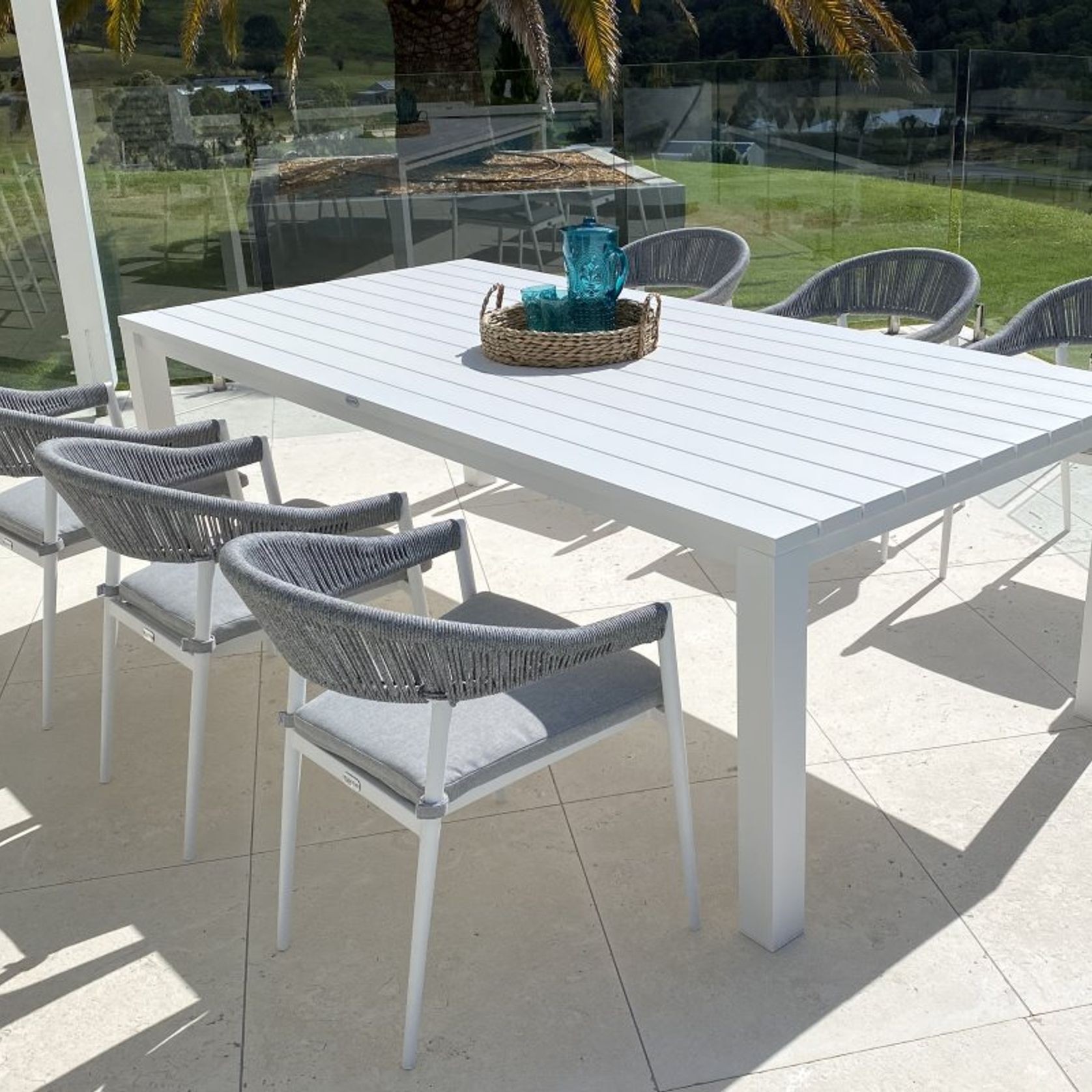 Cove Table 220cm with Cove Chairs 7pc Dining Set - White gallery detail image