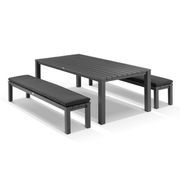 Cove Table 220cm and 2 Bench Seats with Cushions - Charcoal gallery detail image