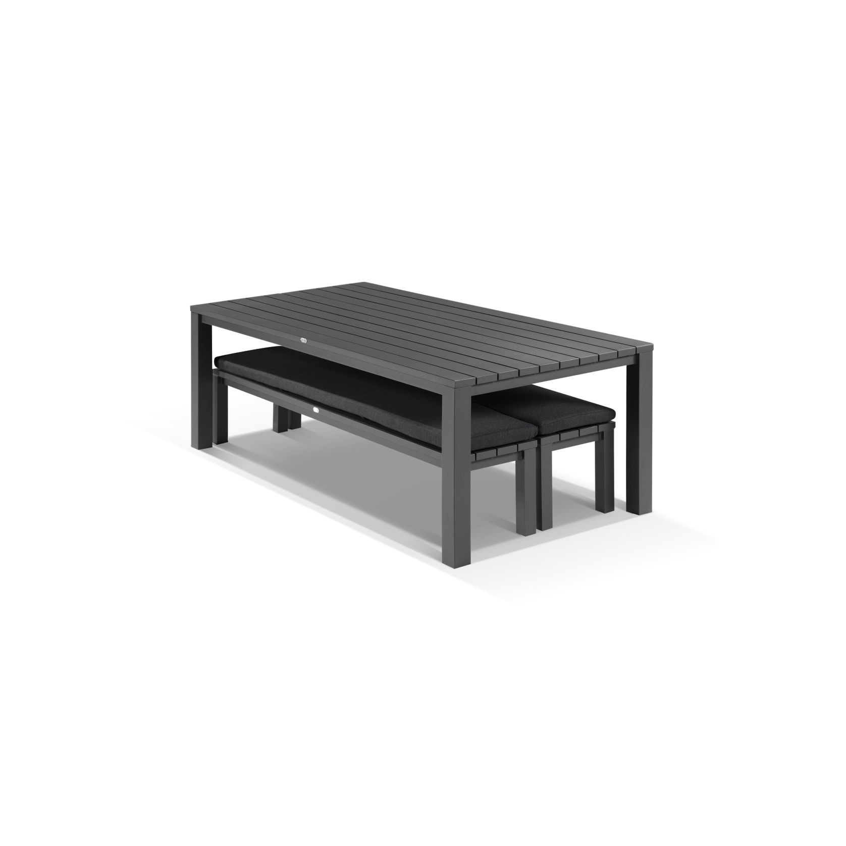Cove Table 220cm and 2 Bench Seats with Cushions - Charcoal gallery detail image