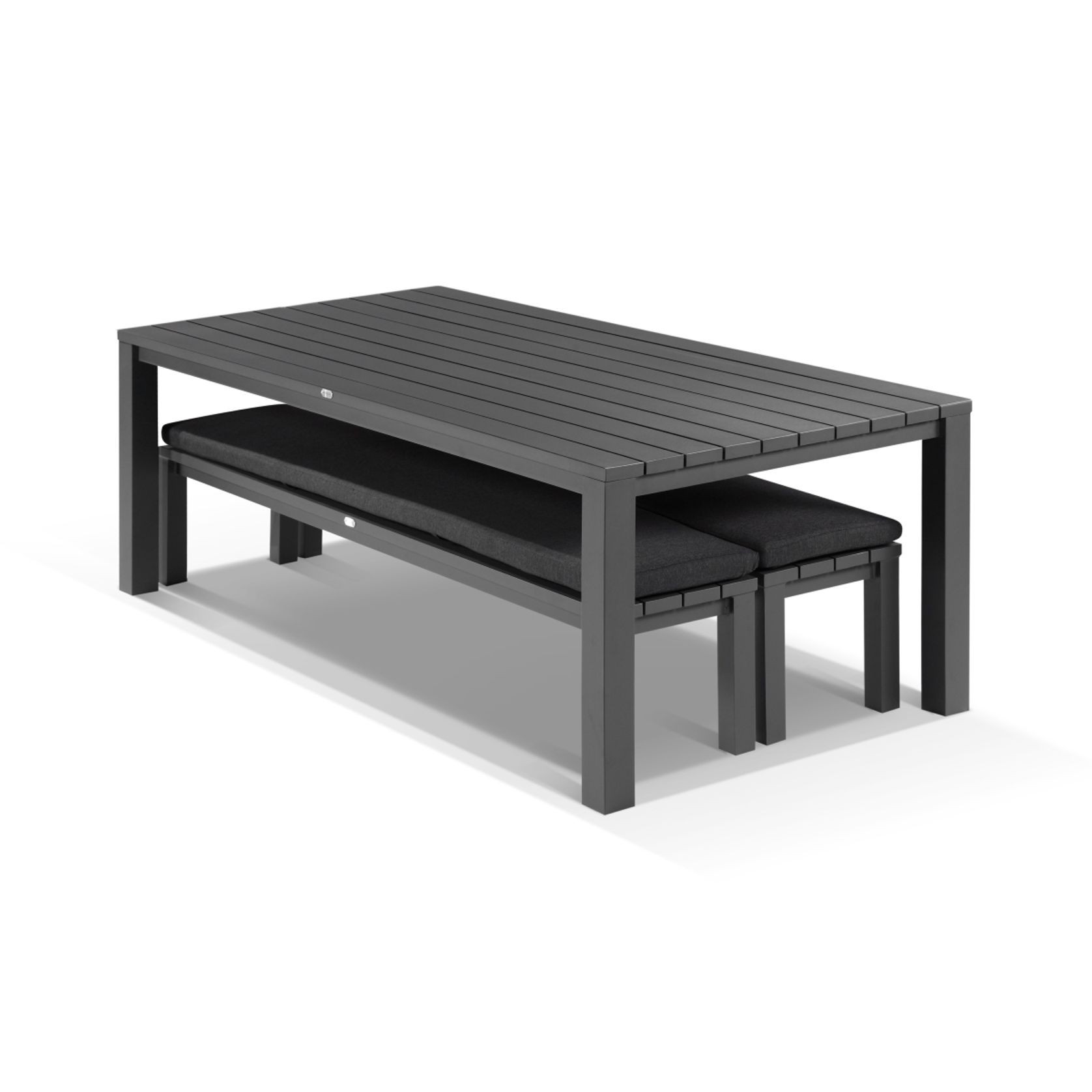 Cove Table 220cm and 2 Bench Seats with Cushions - Charcoal gallery detail image