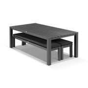 Cove Table 220cm and 2 Bench Seats with Cushions - Charcoal gallery detail image
