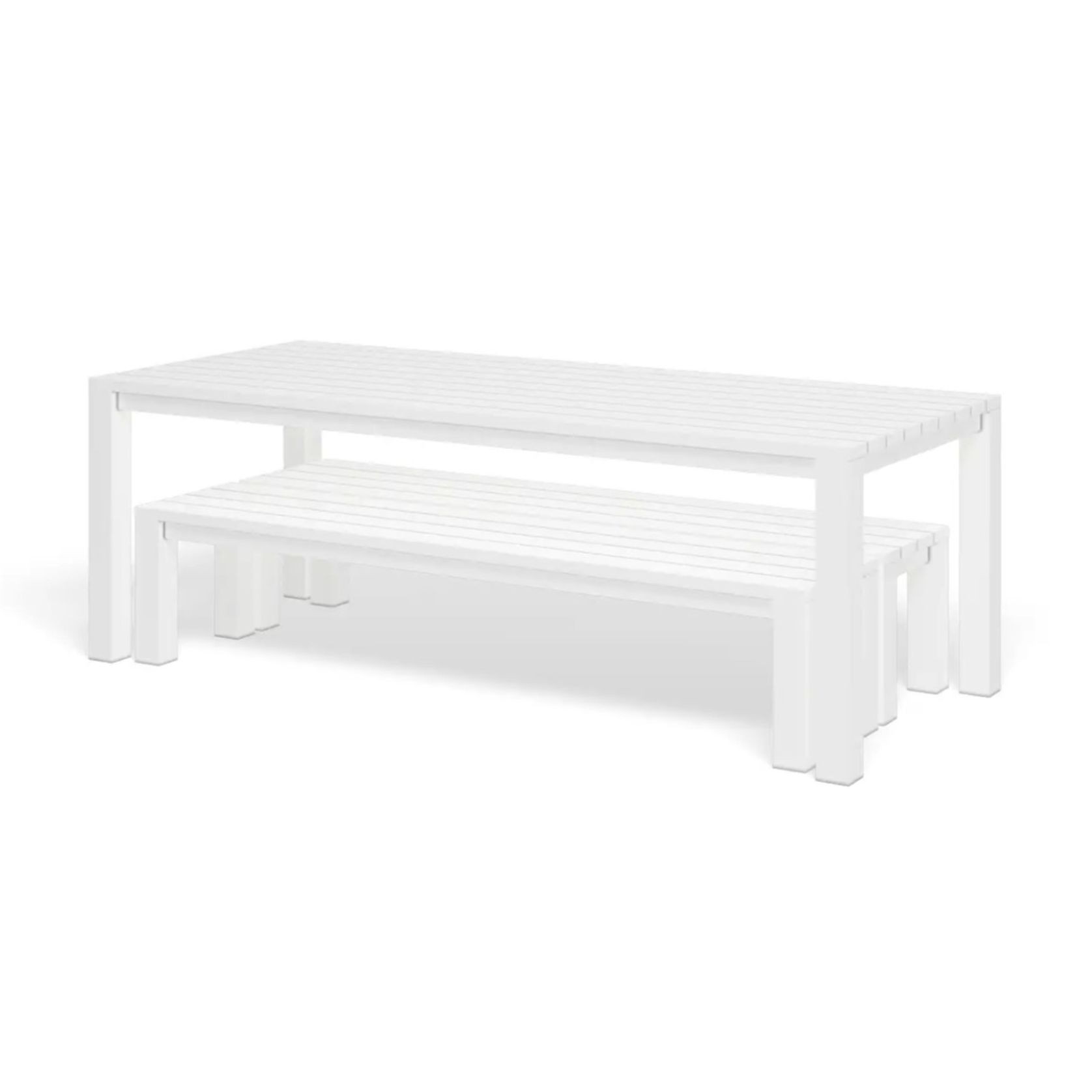 Cove Table 220cm and 2 Bench Seats with Cushions - White gallery detail image