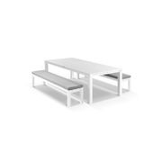 Cove Table 220cm and 2 Bench Seats with Cushions - White gallery detail image