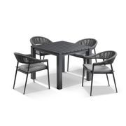Cove Table 95cm with Cove Chairs 5pc Dining Set - Charcoal gallery detail image
