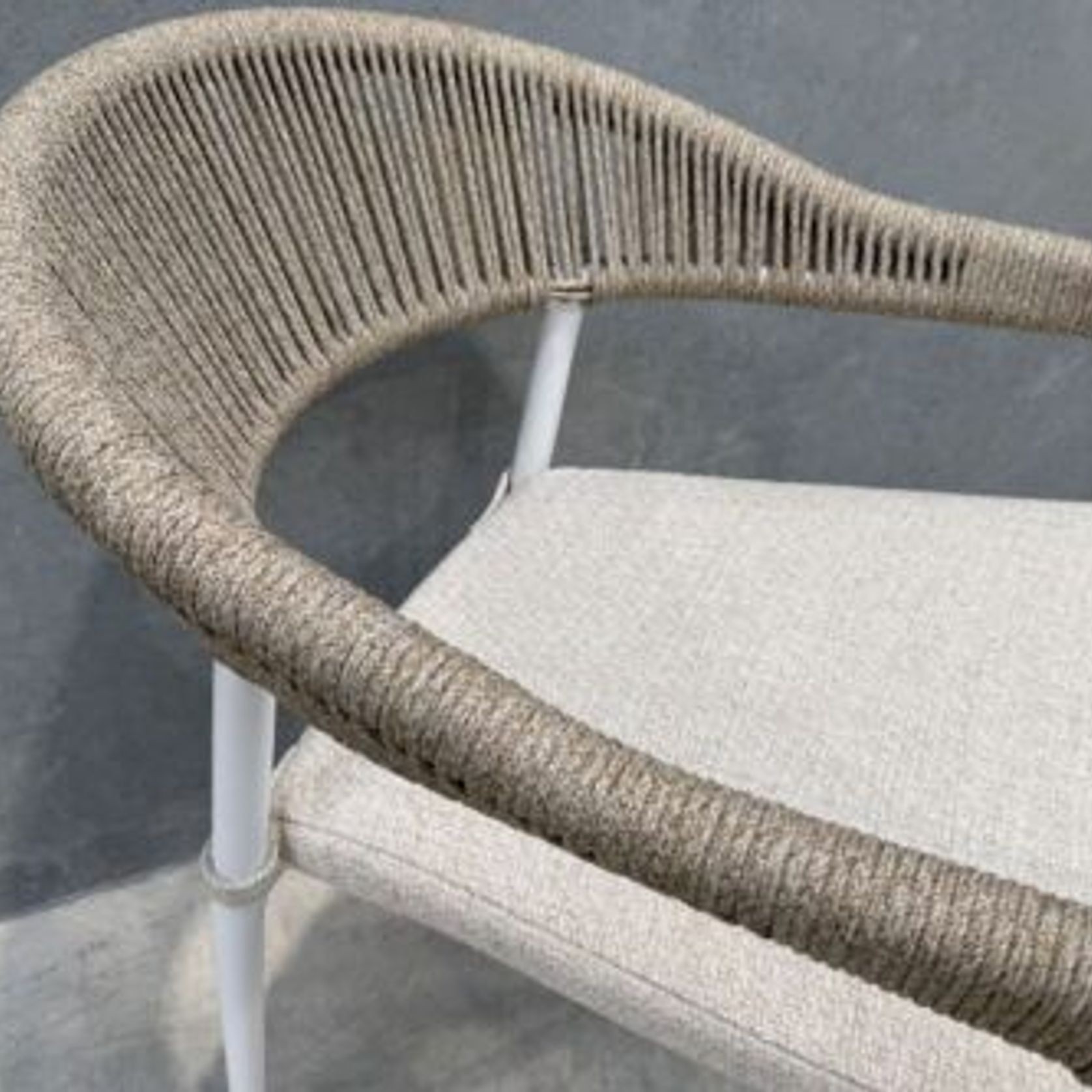 Cove Biscuit Rope Outdoor Dining Chair with Olefin Cushion - White gallery detail image