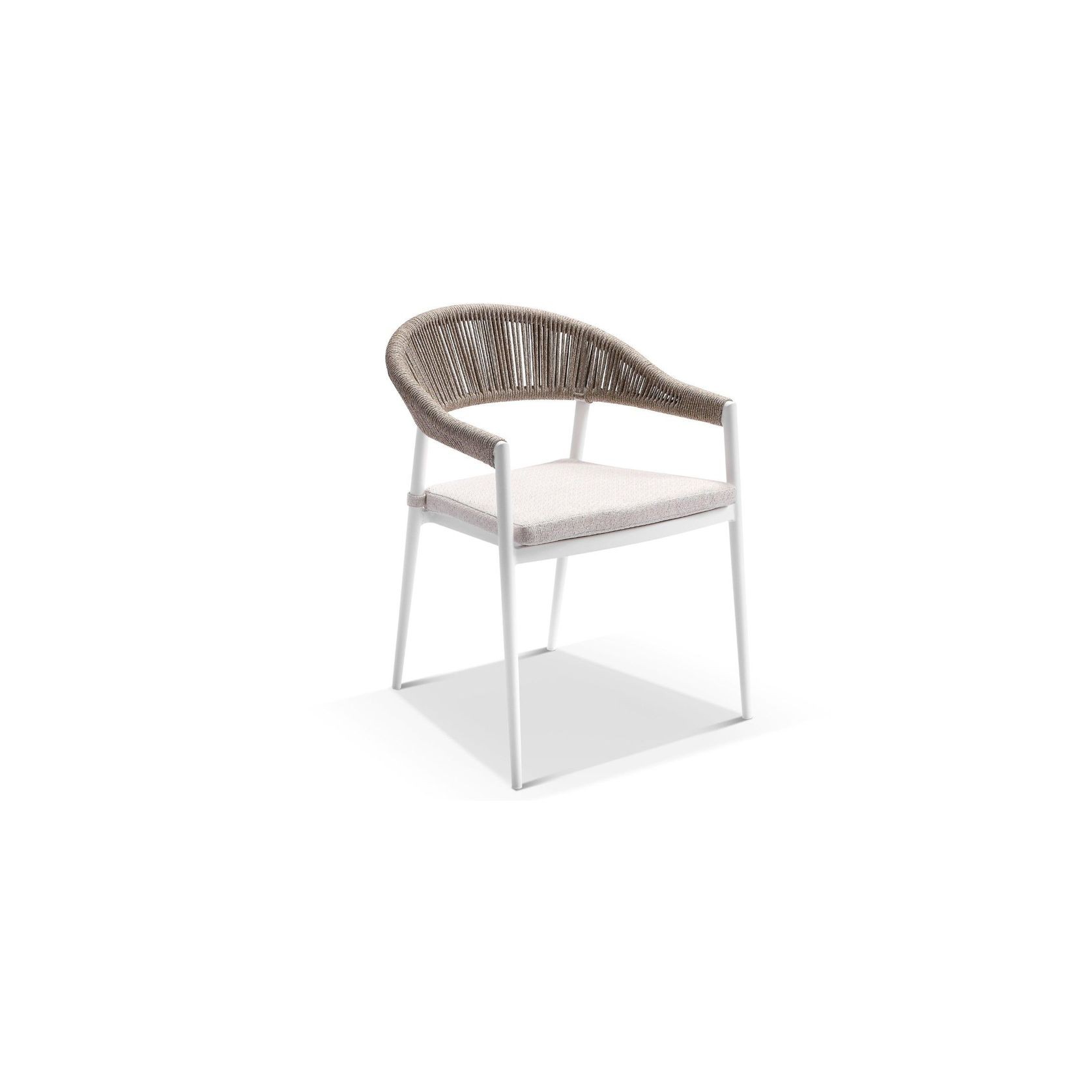 Cove Biscuit Rope Outdoor Dining Chair with Olefin Cushion - White gallery detail image
