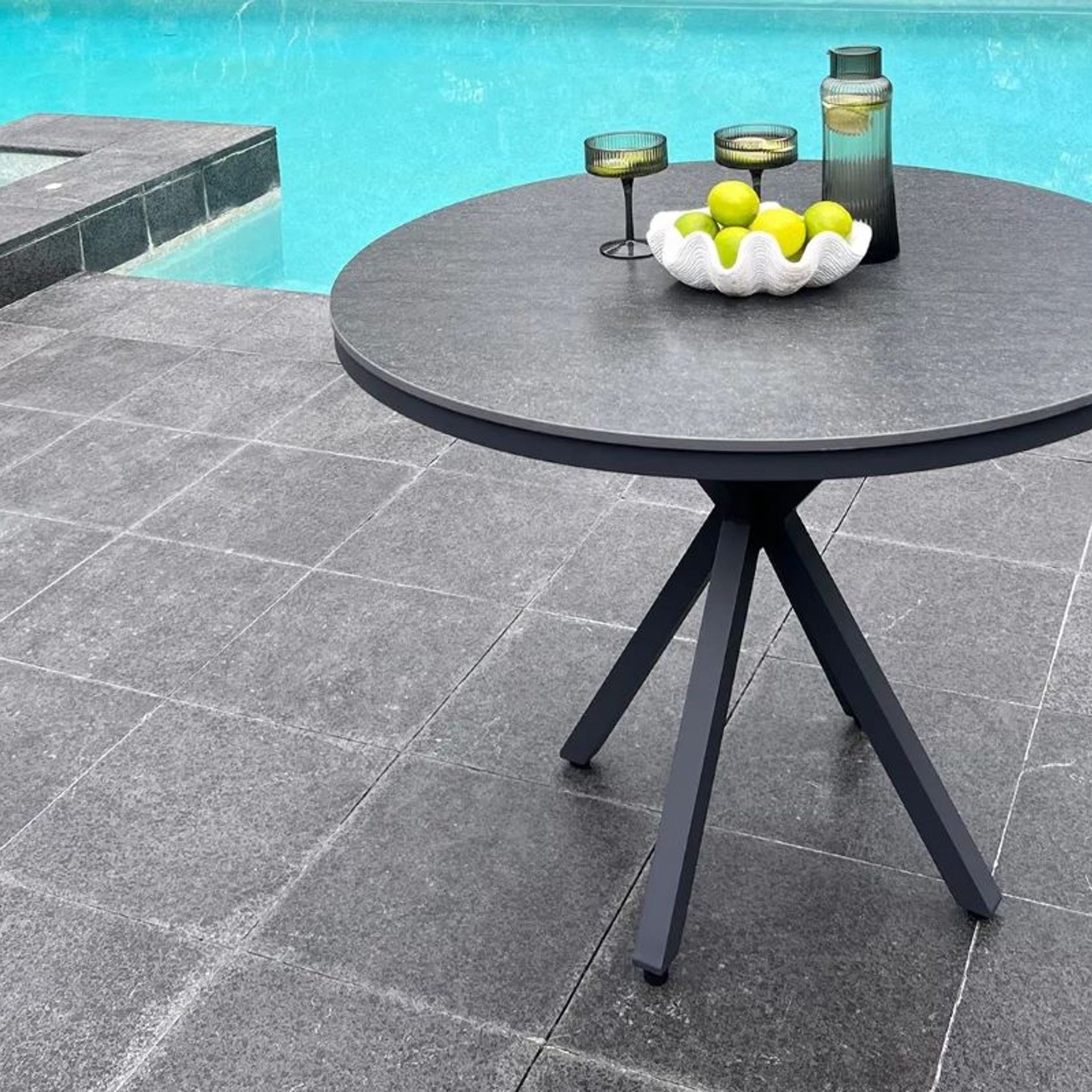 Cove Round Ceramic Outdoor Dining Table 100cm | Charcoa gallery detail image