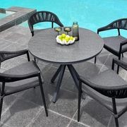 Cove Round Ceramic Table with Cove Chairs 5pc Set  - Charcoal gallery detail image