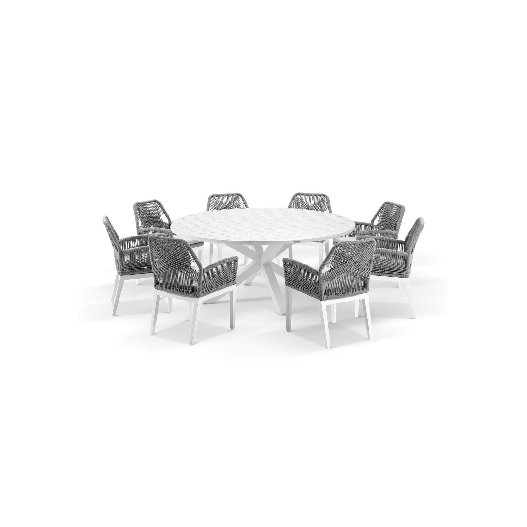 Cove Round Table with Cape Chairs 9pc Outdoor Dining Set | White gallery detail image