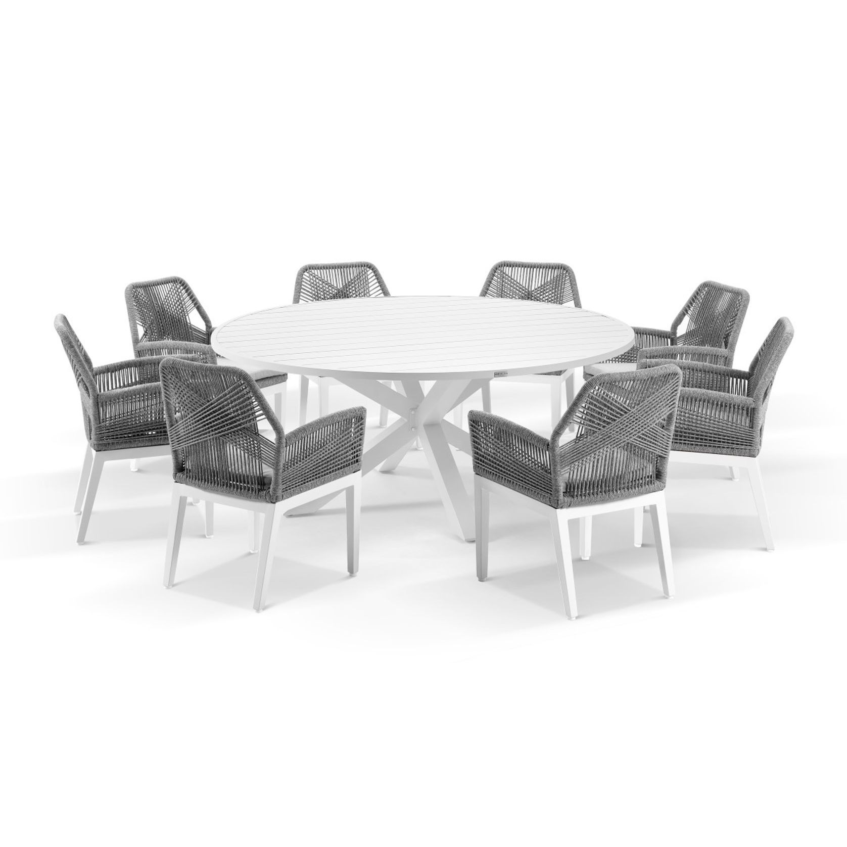 Cove Round Table with Cape Chairs 9pc Outdoor Dining Set | White gallery detail image