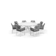 Cove Round Table with Cape Chairs 9pc Outdoor Dining Set | White gallery detail image