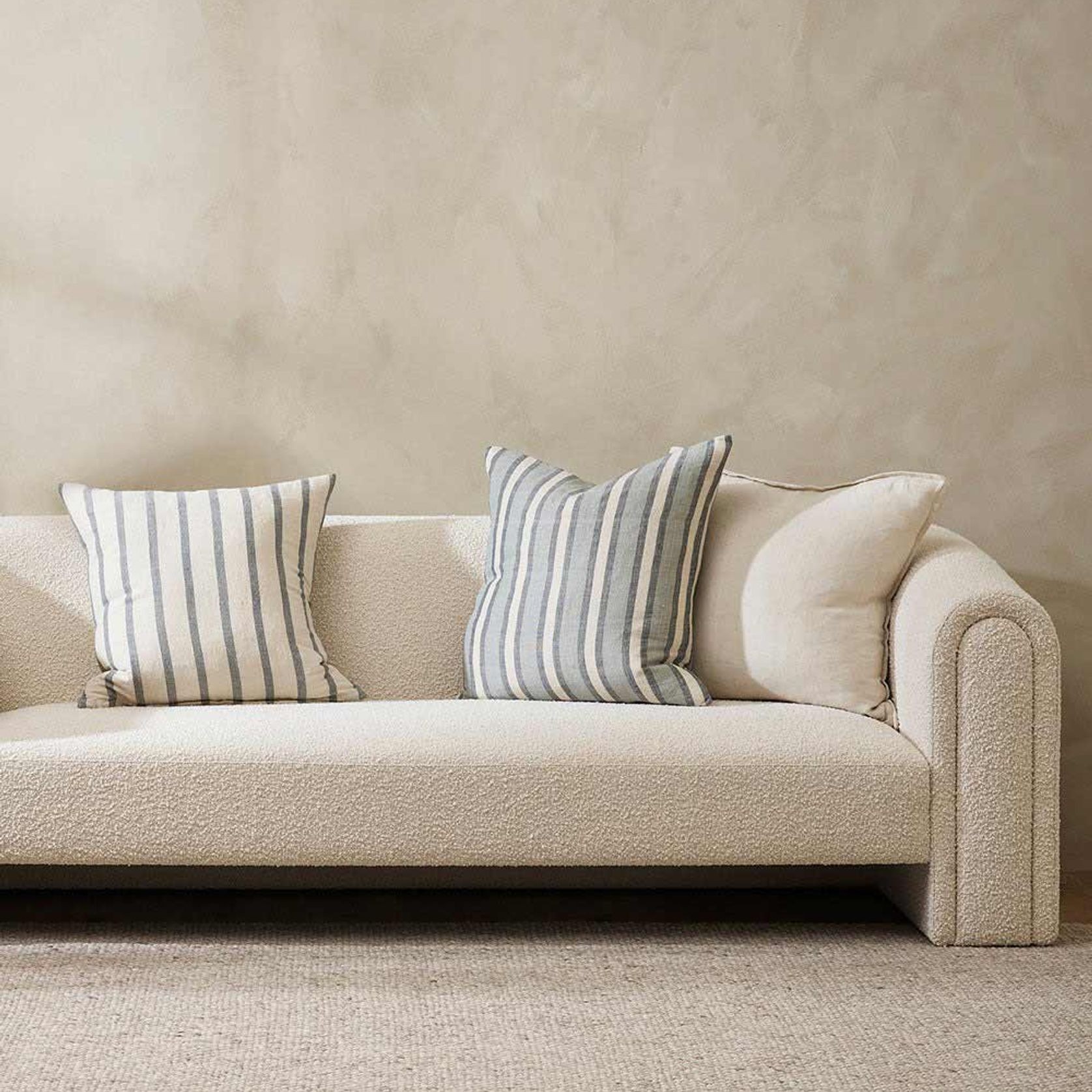 Baya Cassia Handwoven 100% Linen Cushion - Almond | Square gallery detail image