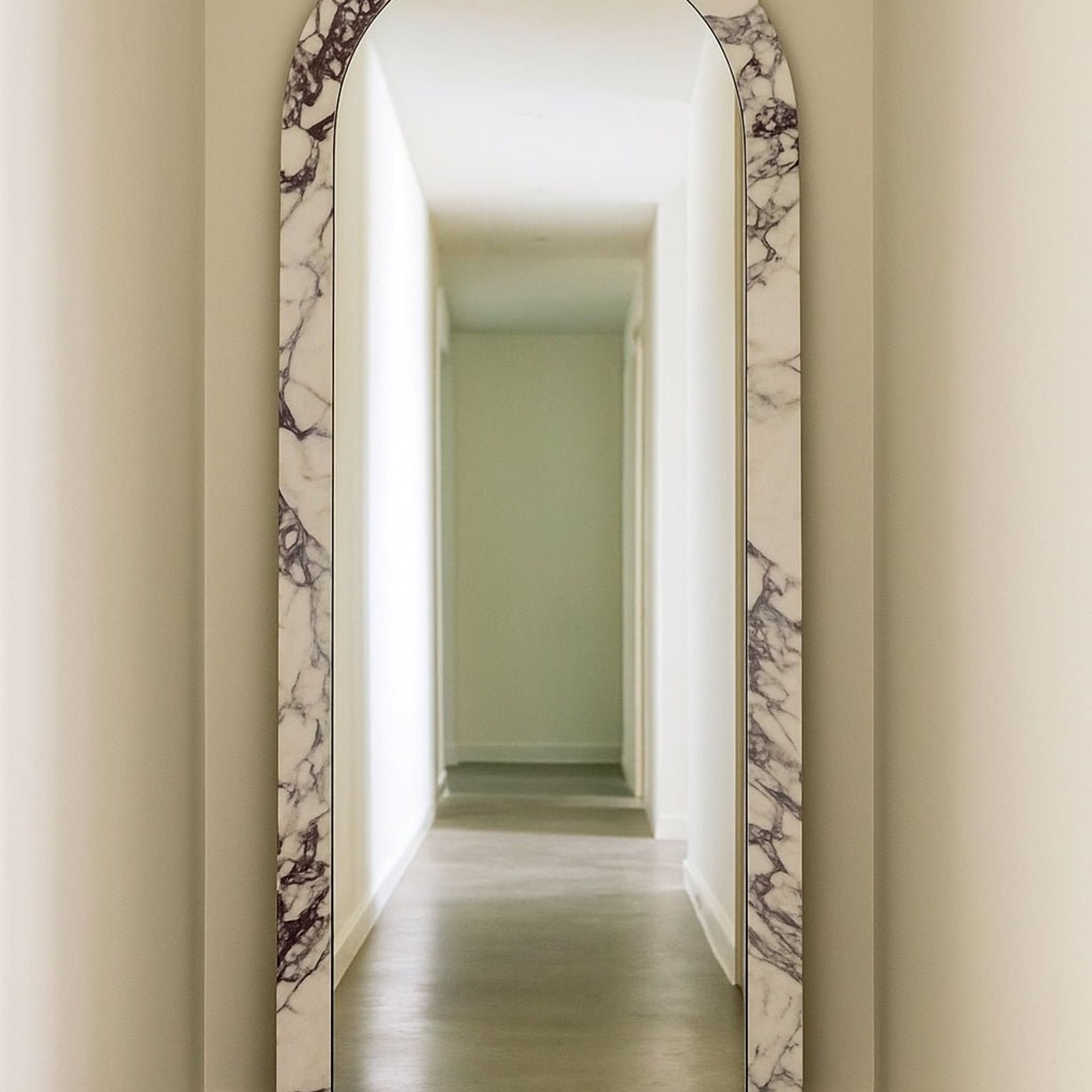 Crescent Arch Mirror - Viola Calacatta Marble gallery detail image
