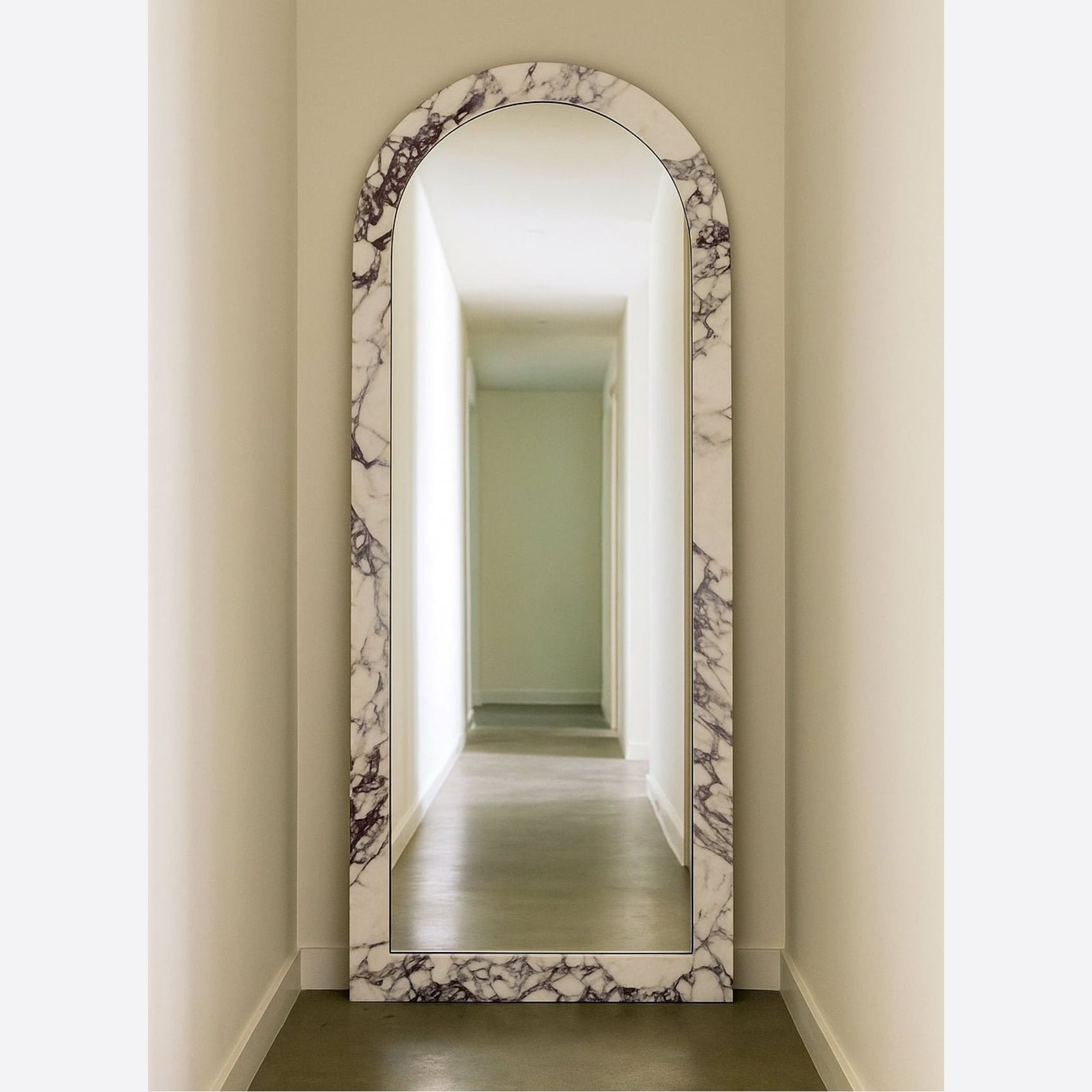 Crescent Arch Mirror - Viola Calacatta Marble gallery detail image