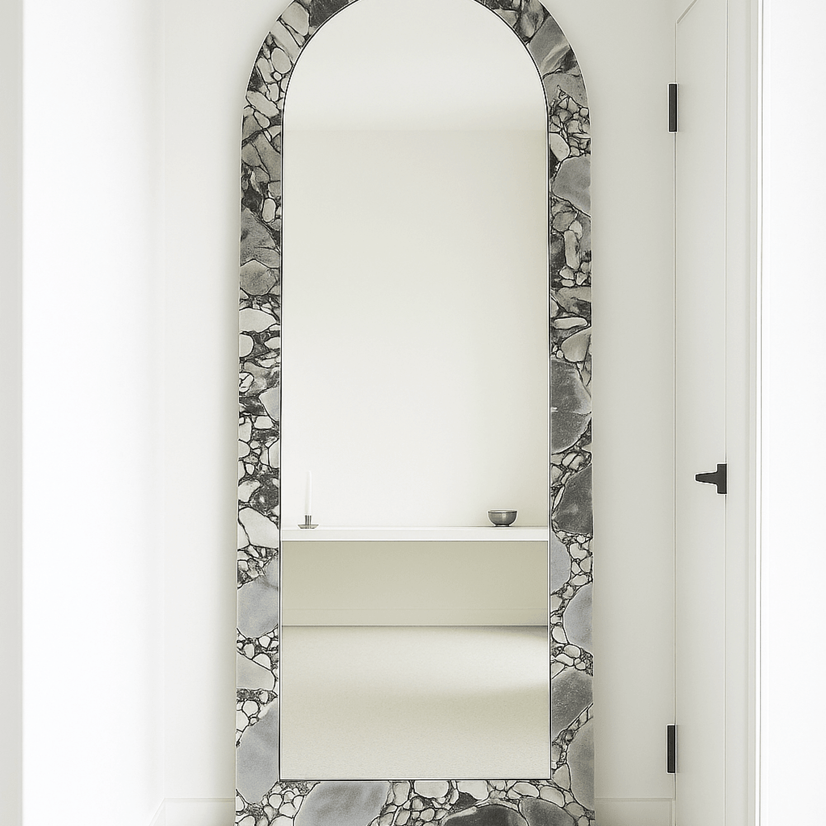 Crescent Arch Mirror - Milky Blue Marble gallery detail image