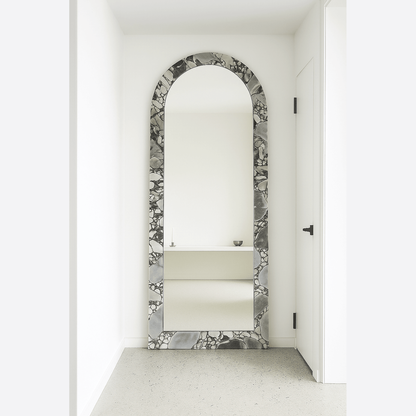 Crescent Arch Mirror - Milky Blue Marble gallery detail image